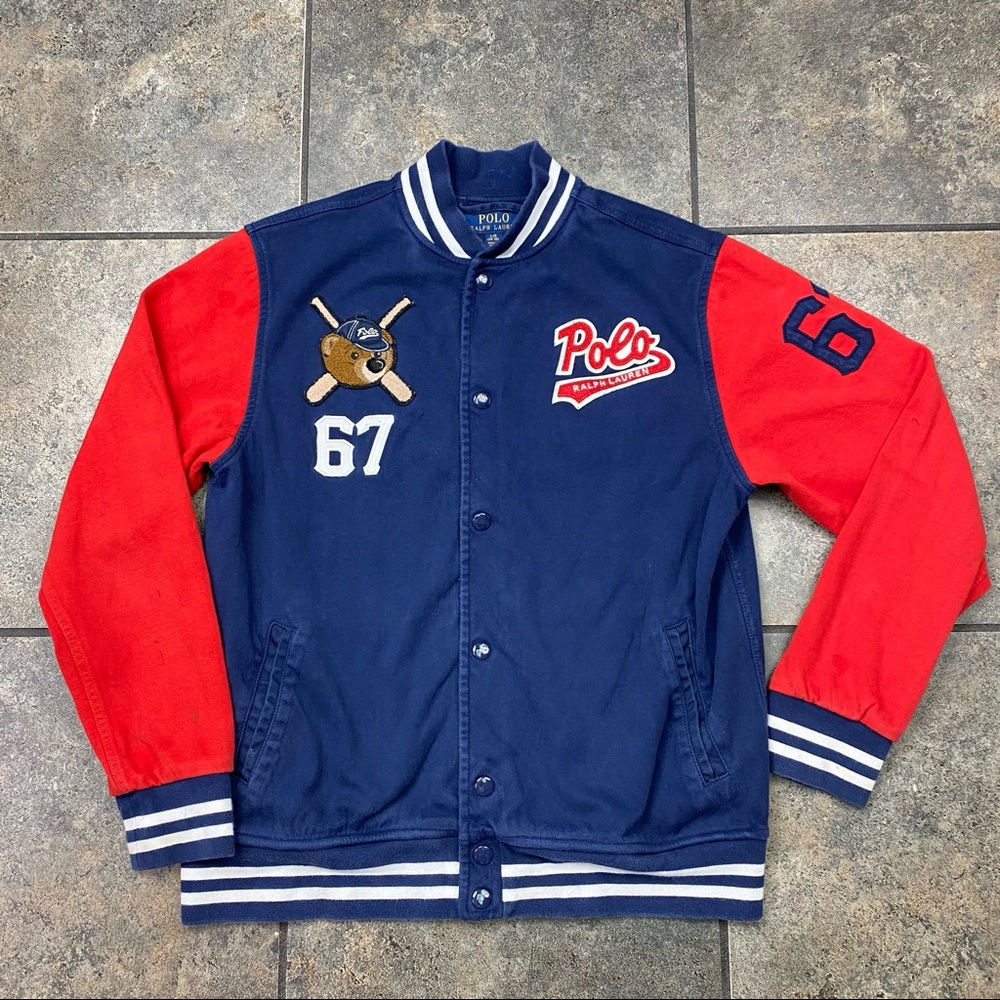 Boy’s/Kid’s Polo Ralph Lauren Polo Bears Snap Button Varsity Jacket Size Large